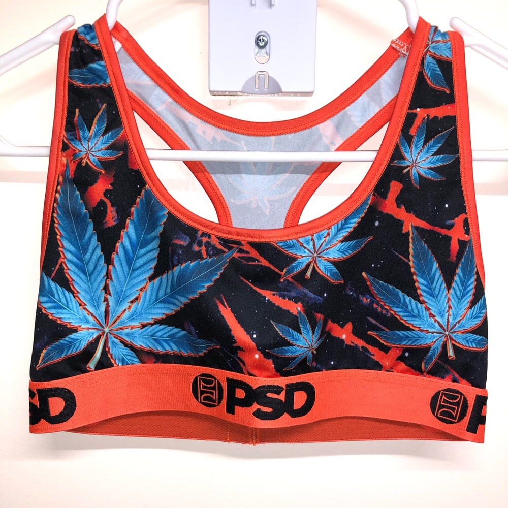 PSD Blue and Orange Leaf Print Bra